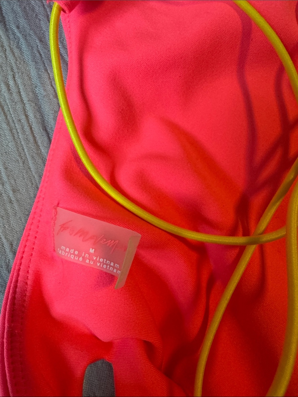 Free People Neon Pink Crop Bralette with Yellow Trim - Picture 3 of 4